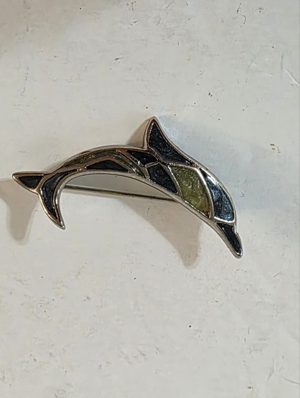 Enameled Colorblock Dolphin Pin Brooch 2"